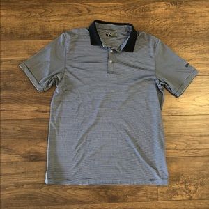 Callaway Mens Polo Size L Blue White Stripe Golf Short Sleeve